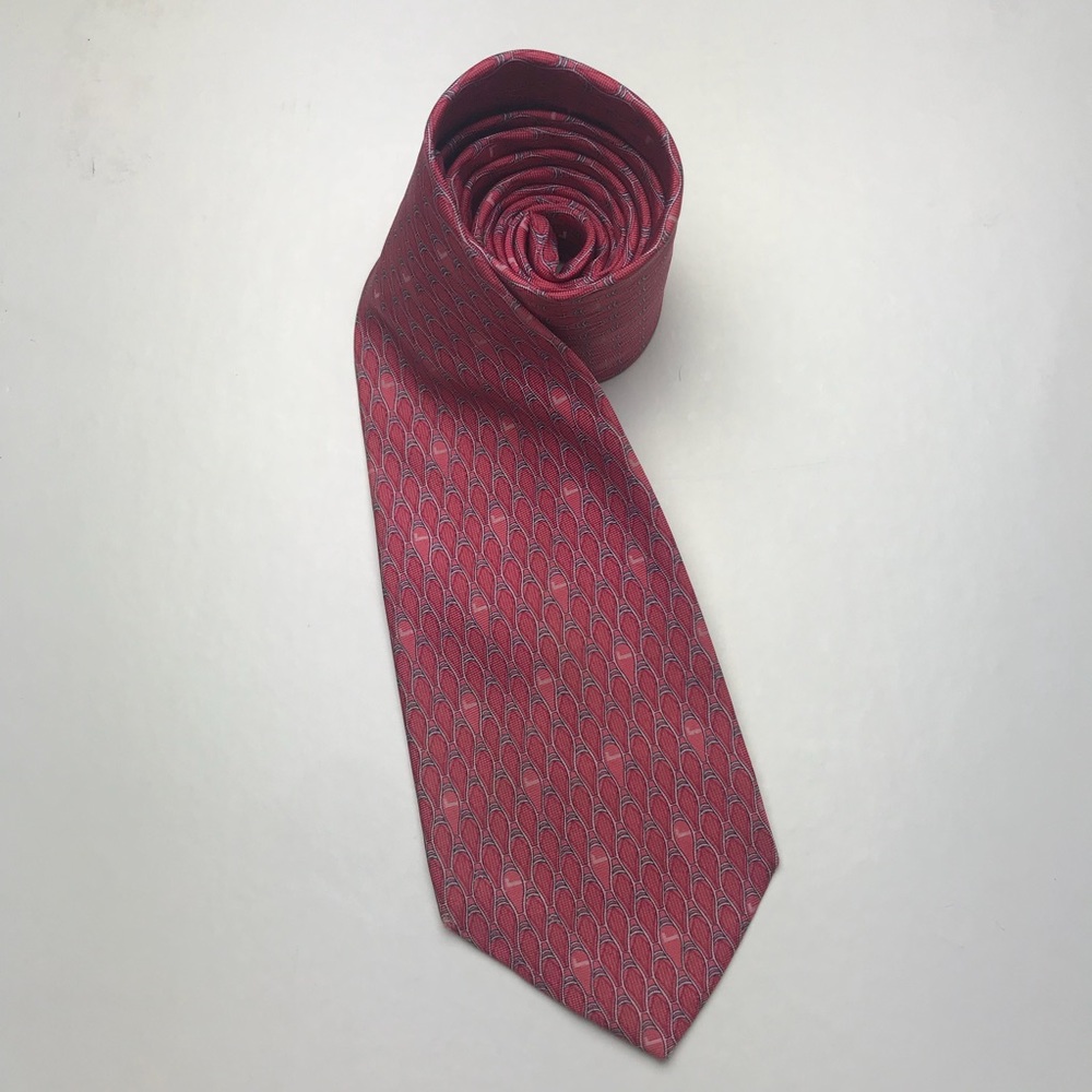 Lancel Pink Wavy Print Silk Tie